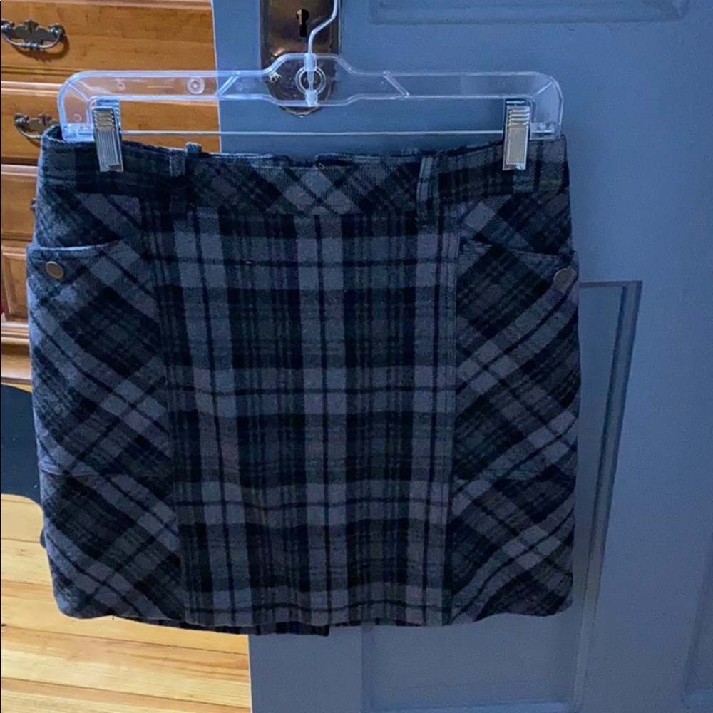 Gray and Black plaid Wool skirt